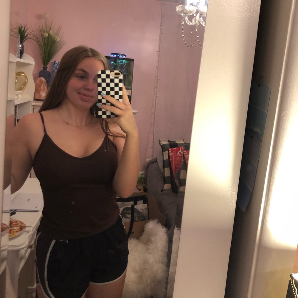 Plain brown cute tankini